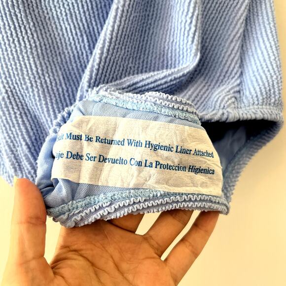 Kona Sol Full Coverage Pucker Square Neck One Piece Swimsuit size S Blue CL1 - Picture 10 of 10